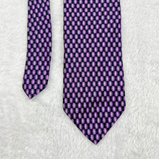 Brooks 346 Navy Blue Purple Geometric Men’s Necktie 3.5x57” Silk Made In USA