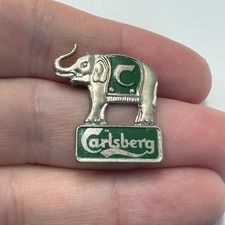 Vintage Carlsberg Elephant Green Enamel Advertising Lapel Pin Grundlagt