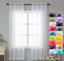 WPM Sheer Curtains 58" Wide x 84" Long 2 Panels 58"W x 84"L Pack of 2 White