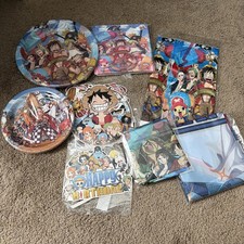 One Piece Party Bundle 10 Plates, Napkins, Tablecloth, Foil Balloons, Banner Etc