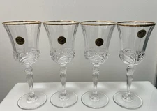 New Vintage Royal Crystal Rock RCR   Wine Goblets Gold Rimmed Set Of 4 Exquisite
