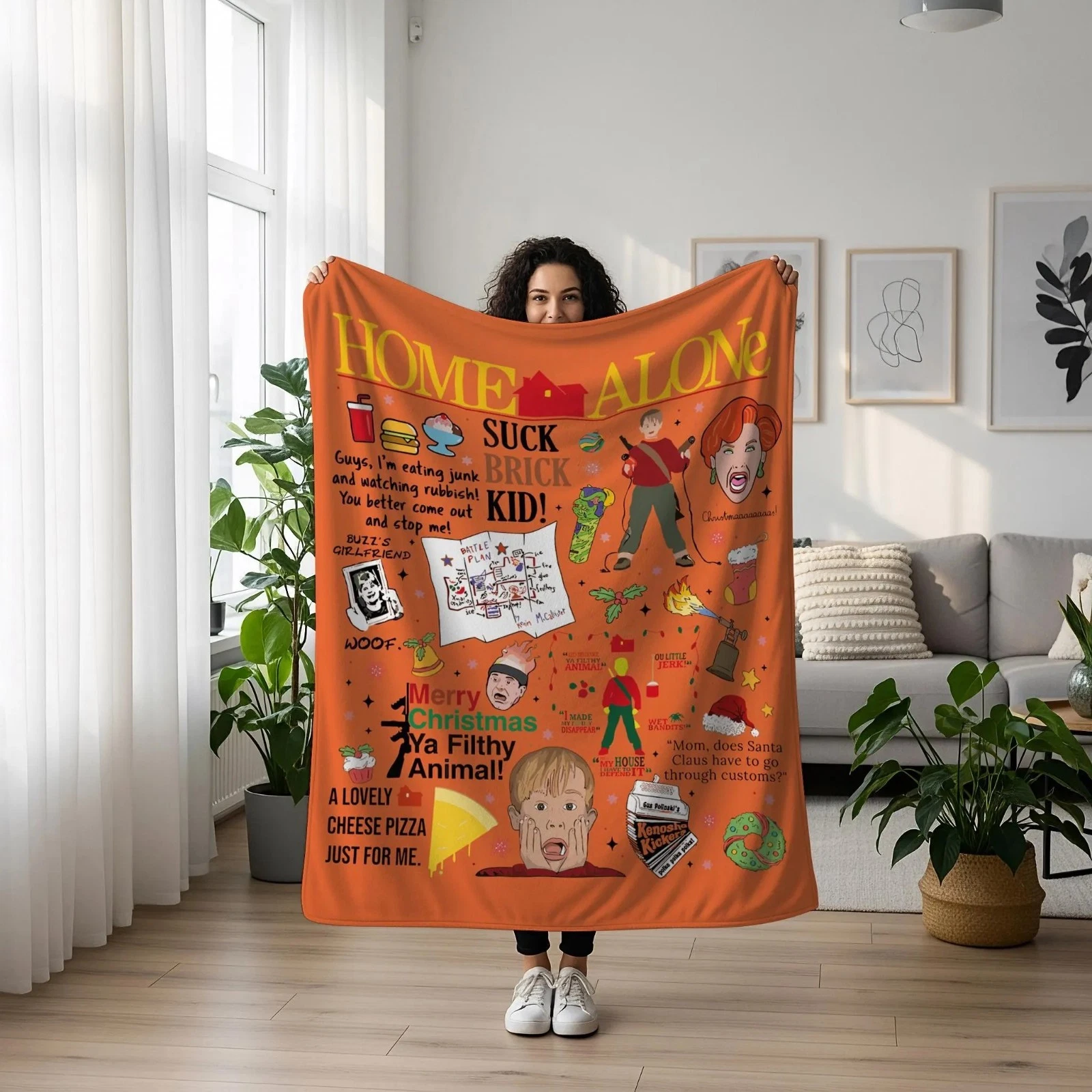 Home Alone Custom Blanket for Christmas _ Funny Holiday Blanket