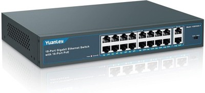 YuanLey 18 Port Gigabit PoE Switch YS20162G-P 6 PoE+ Port 1000Mbps Metall Desktop