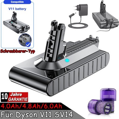 25.2V 6,0Ah Akku für Dyson V11 SV14 Absolute Screw In-Batterie Filter Ladegerät