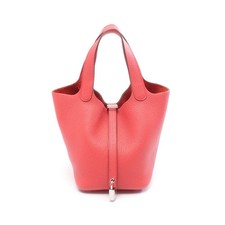 HERMES Picotin Lock PM Bougainvillea Handbag Taurillon Clemence Pink Red #RC901
