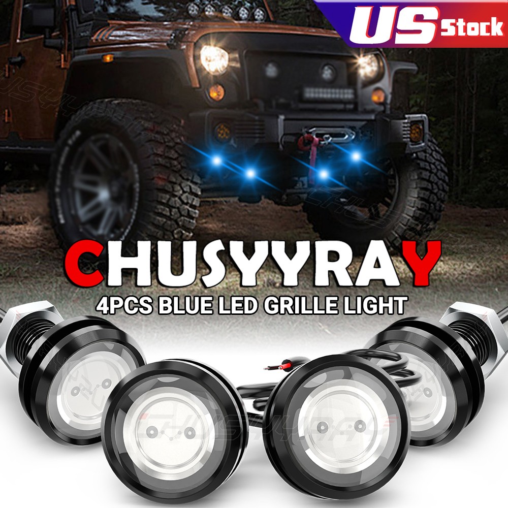 Raptor Style Blue Lens Grille 4XLED Light For Honda Civic Sedan 4