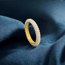 Stunning 1.62 Cts F/VS1 Round Brilliant Cut Diamonds Eternity Band Ring 14K Gold