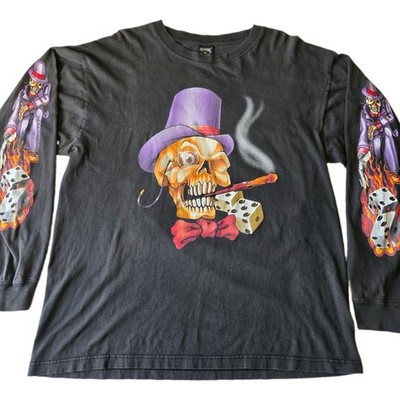 VTG Rare Lightning Double-Sided 2003 Sturgis  Long Sleeve Shirt XL Gambler Skull