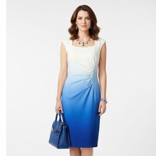 Calvin Klein White & Blue Gradient Sleeveless Dress NEW 10