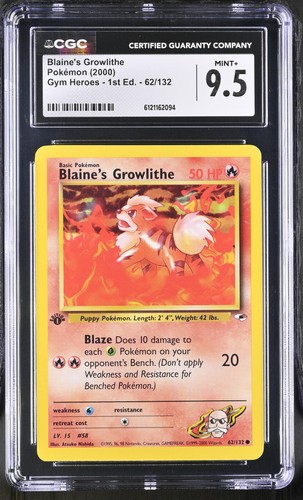 Blaine's Growlithe (1st Edition) graded CGC 9.5 for sale on eBay