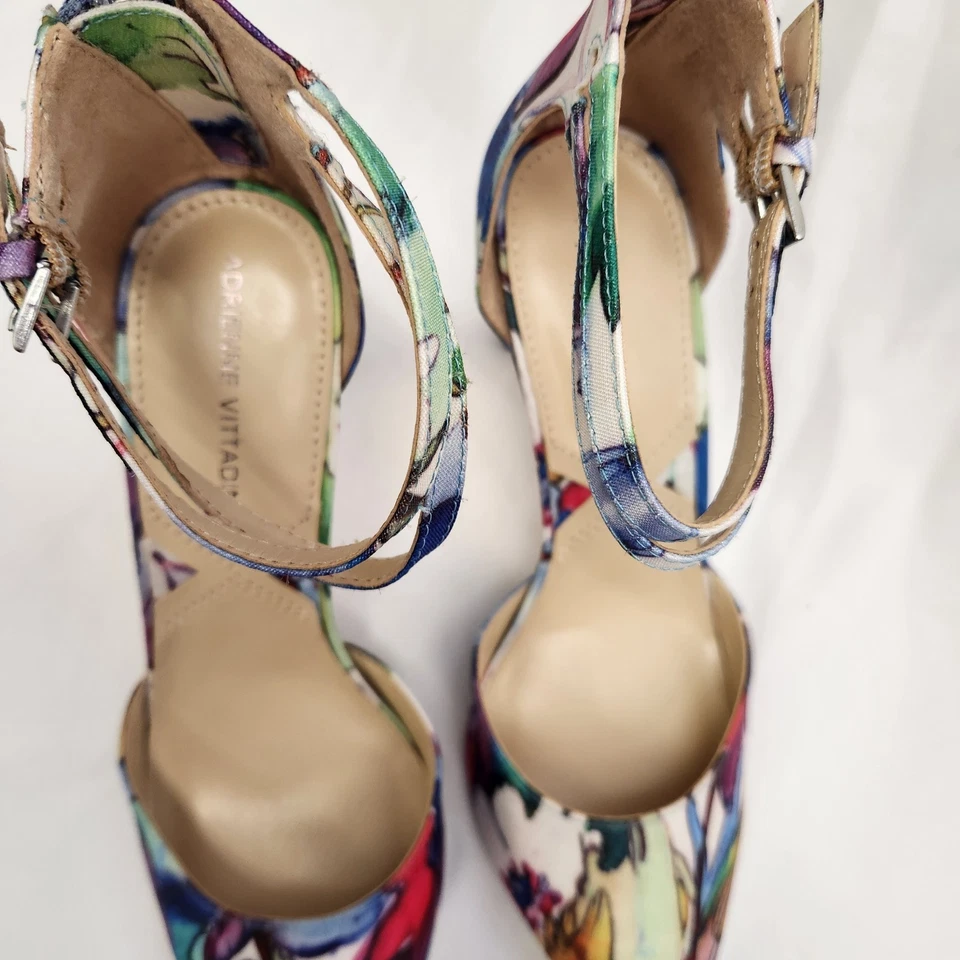 Zapatos de salón ADRIENNE VITTADINI florales Nevi doble correa al tobillo 3,25" talla 8 como nuevos Foto 3 de 4