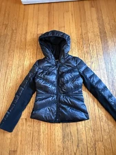 Blanc Noir Women's Puffer Full Zip Down & Feather Jacket Size Small Black