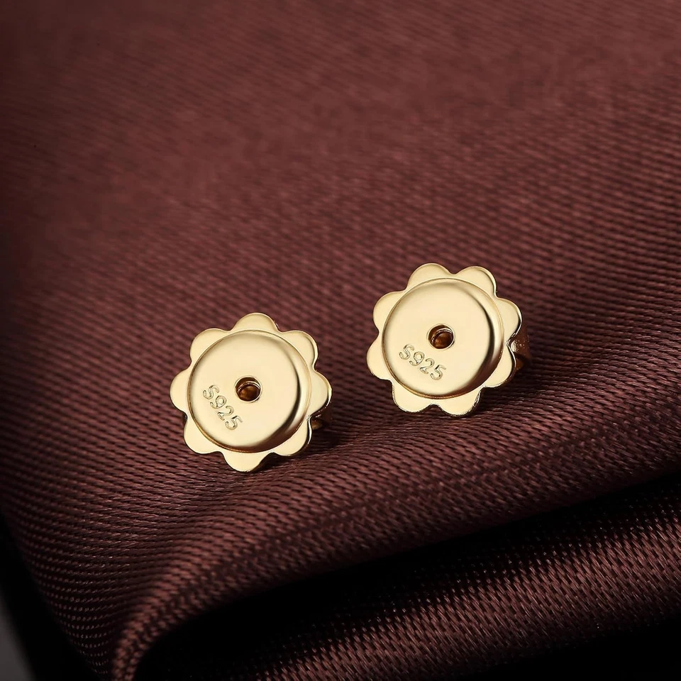 Premium Hypoallergenic Sterling Silver Earring Backs - 14k Gold Locking Design - Image 4 of 4