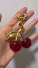 NEW Coach Red Cherry Apple Bag Charm Keychain Resin Metal Brass Purse Decoration