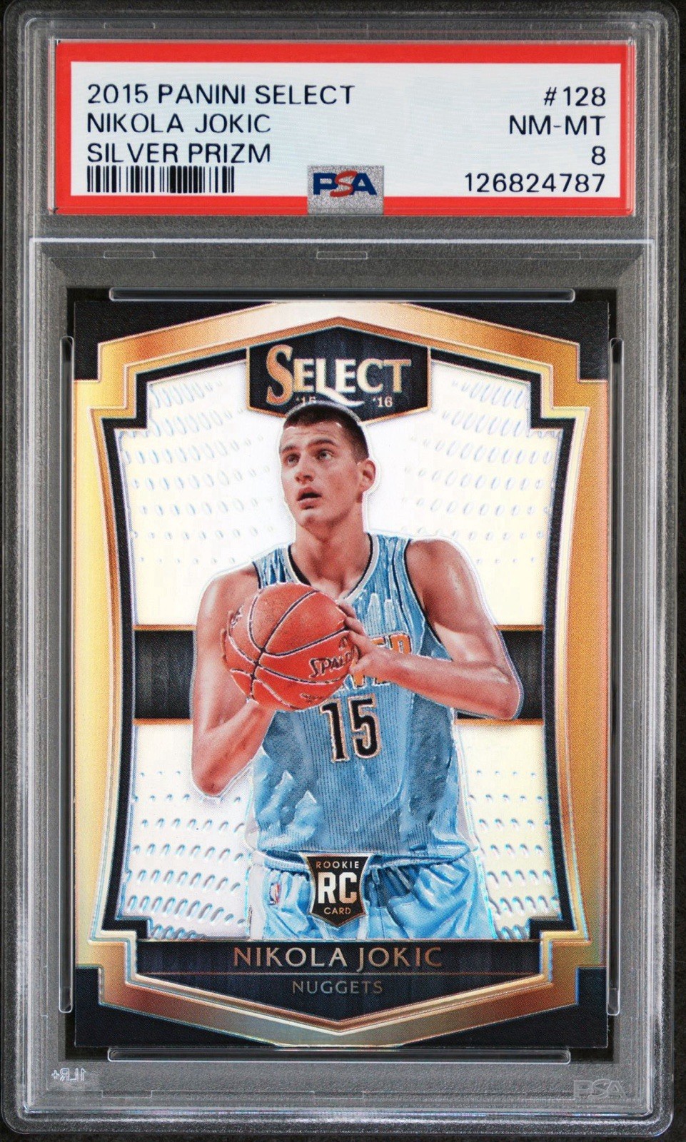 2015 NIKOLA JOKIC SELECT #128 SILVER PRIZOM ROOKIE PSA 8