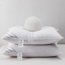 Bed Pillows Set Goose Down Feather Standard 20x26in Soft Cotton 2 Pack