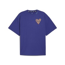 PUMA Getting Crafty Graphic Crew Neck Short Sleeve T-Shirt Mens Blue Casual Tops