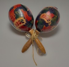 Pre-Revolution Cuba 1952 Hand Carved Gourd Maracas Cuban Flag Lighthouse READ 
