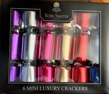 Tom Smith Luxury Christmas Crackers 6 Holiday Jewels MINI 8.5-Inch Solid Color