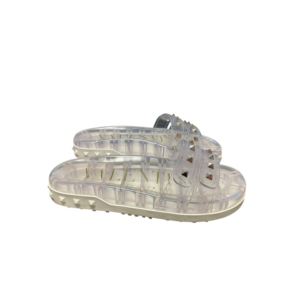 Sandalias de verano Valentino Garavani Rockstud de goma transparente 38 / EE. UU. 8 COMO ESTÁN  Foto 3 de 4