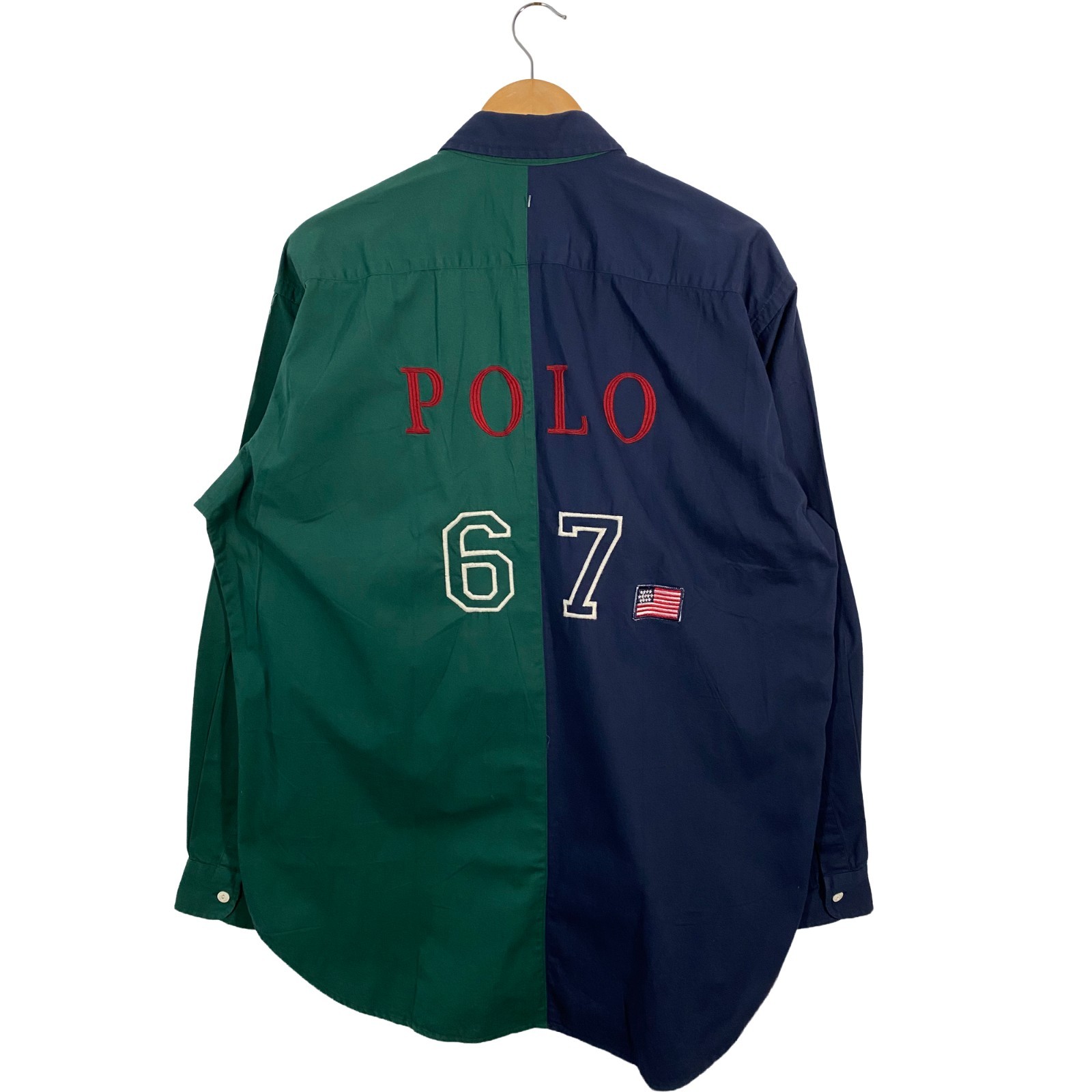 Vintage Polo Sport "Polo 67" Oversized Colorblock Button-up Shirt men