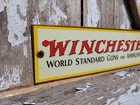 VINTAGE WINCHESTER PORCELAIN SIGN OLD FIREARMS AMMUNITION GUN AMMO RIFLE HUNTING