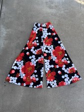 1970s Vintage Extreme Wide Leg Floral Pants Handmade Size XS