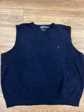 Vtg Polo Ralph Lauren Mens Lambswool Sweater Vest Size XXL Embroidered Pony Navy