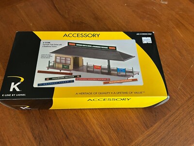 K-LINE 6-22288 COMMUTER TRAIN STATION W/6 ROADNAME STICKERS, NIB