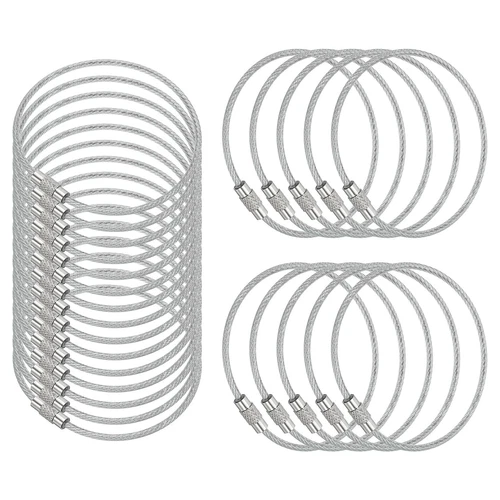 40x argento 2,0 mm * 150 mm filo portachiavi cavo metallo bagaglio tag anelli portachiavi USA - Foto 5 di 16