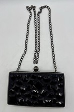 Nine West Black Hardshell Clutch Cocktail Party Formal Small 7”Long x 4” High