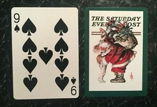 Swap Playing Card  SANTA   Nine of Spades  SATURDAY EVENING POST  1997