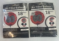 2 Pack Party Anniversary Round Stick Balloon 18" Age 60 Birthday Centerpiece RED