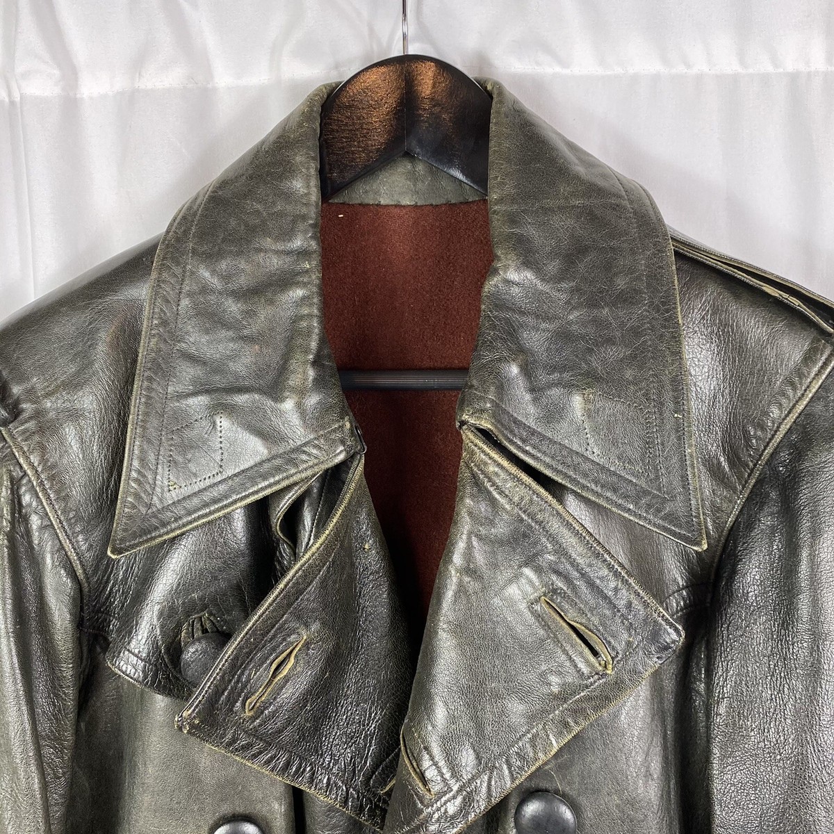 Vintage European 1940/50s Double Breasted Leather Jacket | eBay