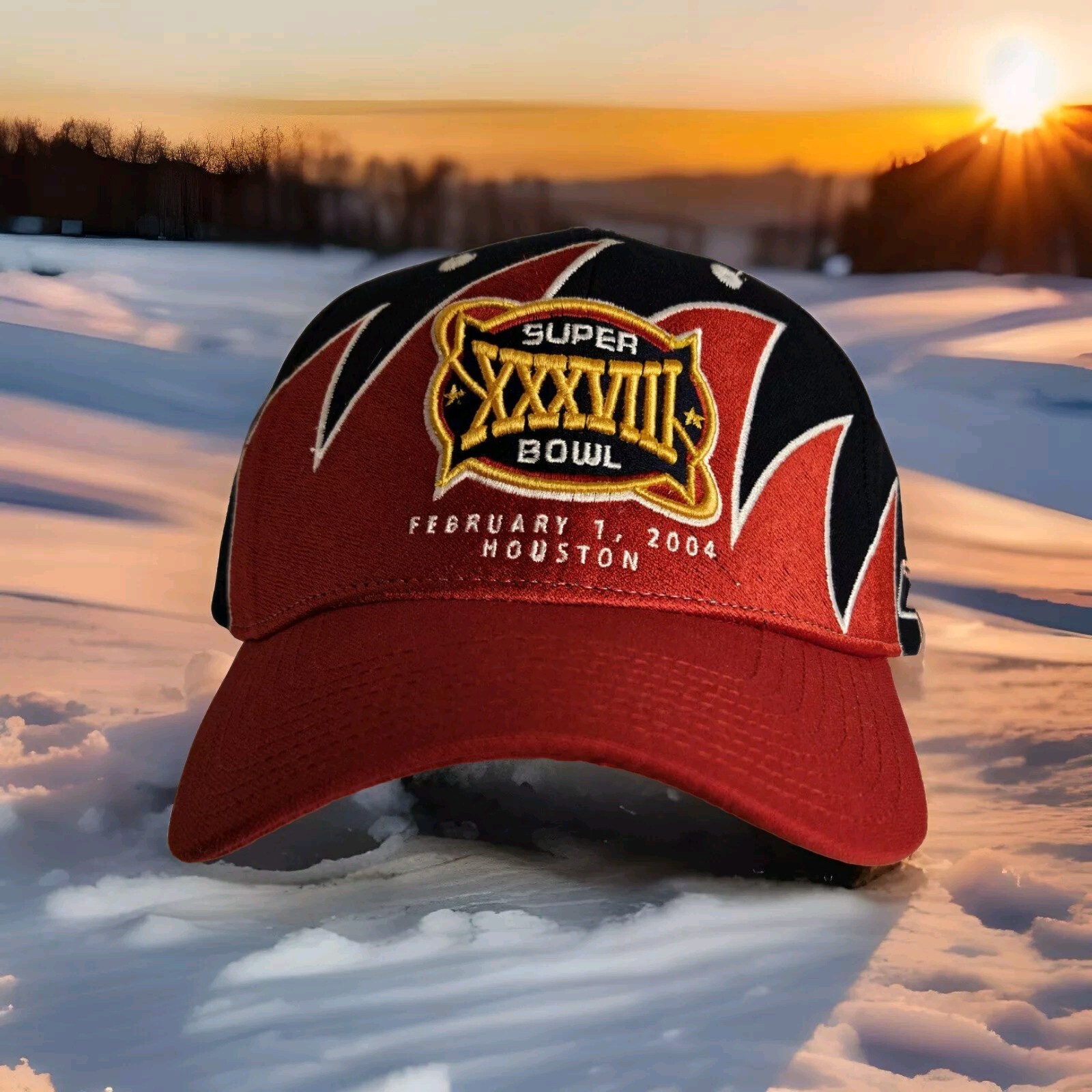 New England Patriots Reebok Adjustable Sharktooth Strapback Hat Super Bowl 38