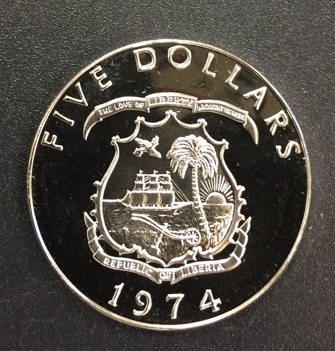 1974 Liberia Large 1 OZ Silver Proof $5-Elephant | eBay