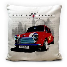 Mini Cooper Personalised Gift Cushion Cover - Retro Home Accessory 16 Inches