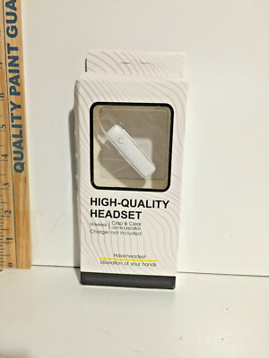 NIB BLUETOOTH WIRELESS HEADSET with USB Charging Cable - White