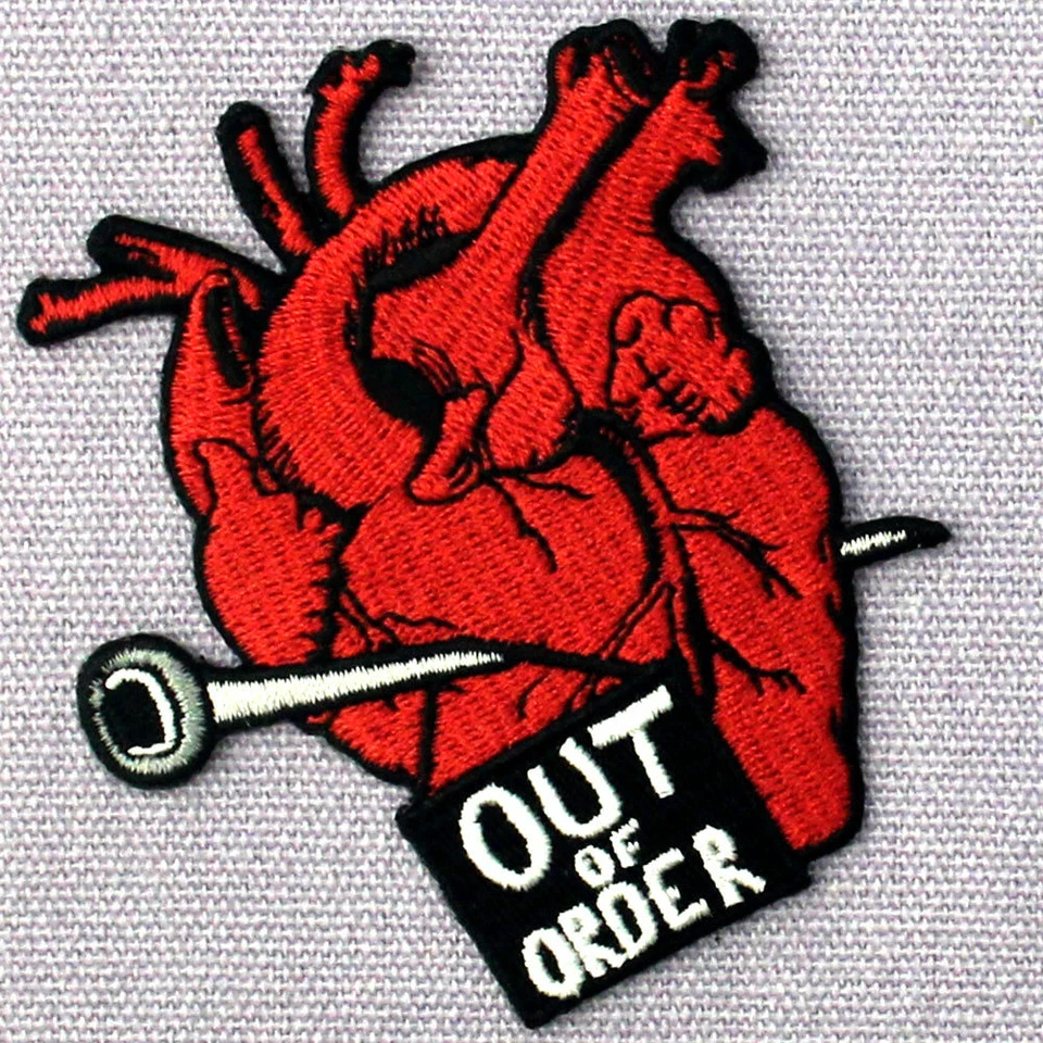 Embroidered Iron Sew On Patches transfers Appliques Badge Heart Out Of Order 642 - Image 3 of 4