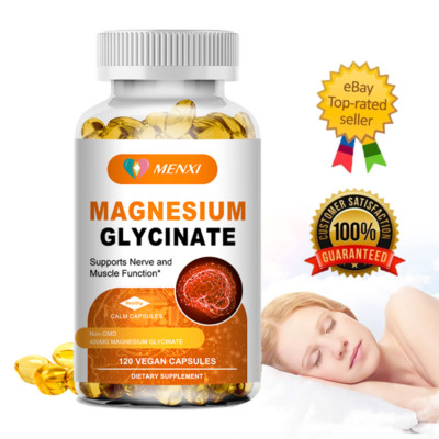 NEW Magnesium Glycinate 400mg-120 Capsules For Sleep,Stress Relief Support Bone