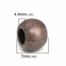 50 pcs Antique Copper METAL Smooth Ball Spacer Beads 10mm Large Hole: 4.4mm