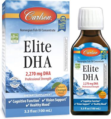 Carlson - Elite DHA, 2270 mg DHA, Professional Strength, Norwegian Fish Oil Conc