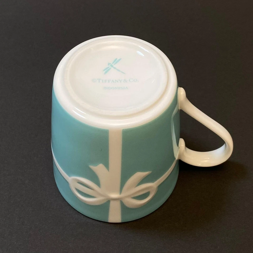 Juego de 2 tazas Tiffany & Co. cinta azul auténticas 225 ml H 9 cm sin usar con caja Foto 4 de 4