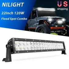Nilight 22" 120W LED Light Bar Straight Flood Spot Combo Trucks Driving Lamp 4WD