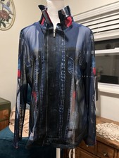 Damee Inc Womens M Tops Faux Denim Mesh Jacket Wearable Art Nwot