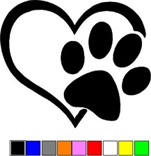 PAW PRINT HEART Die cut Vinyl Decal gift Car Window Sticker PUPPY FREE SHIPPING