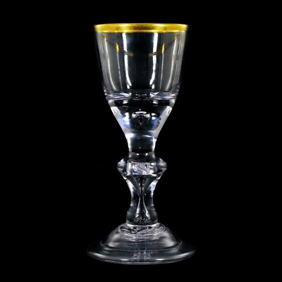 Lauensteiner Kelchglas mit eingestochener Luftperle & Goldrand, 2. Hft. des 18Jh