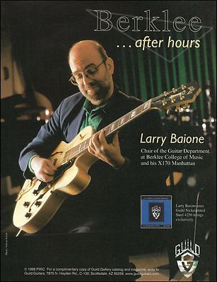 Larry Baione 1998 Guild X170 Manhattan electric guitar ad 8 x 11 advertisement