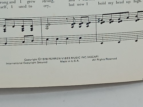 Gloria Gaynor I Will Survive Sheet Music 1978 Original Vtg USA PV1253 *READ* - Picture 7 of 12