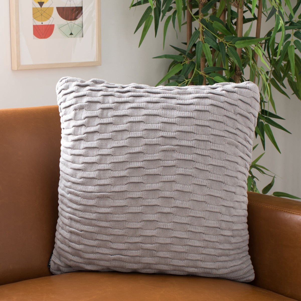 Safavieh Pillows Grey Knit Throw Pillow Safavieh Tickled Grey Knit